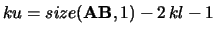 $ku = size({\bf AB},1) - 2\,kl -1$