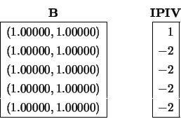 \begin{displaymath}
\begin{array}{cc} {\bf B} \\
\begin{array}{\vert r\vert} ...
...ne 1 \\ -2 \\ -2 \\ -2 \\ -2 \\ \hline
\end{array} \end{array}\end{displaymath}