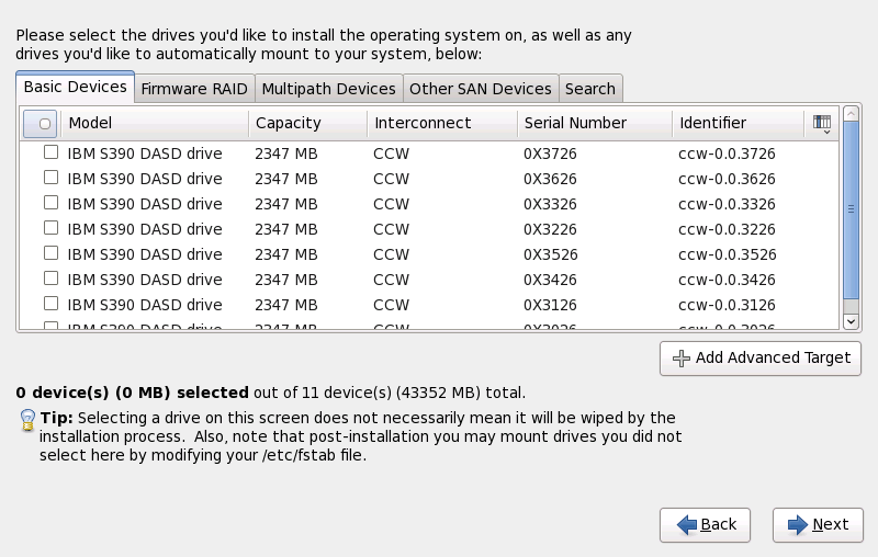 Select storage devices — Basic Devices